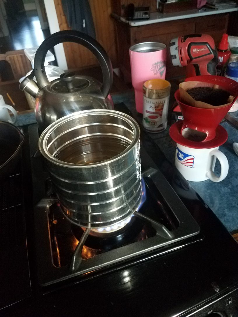 Waiting for water to boil for coffee