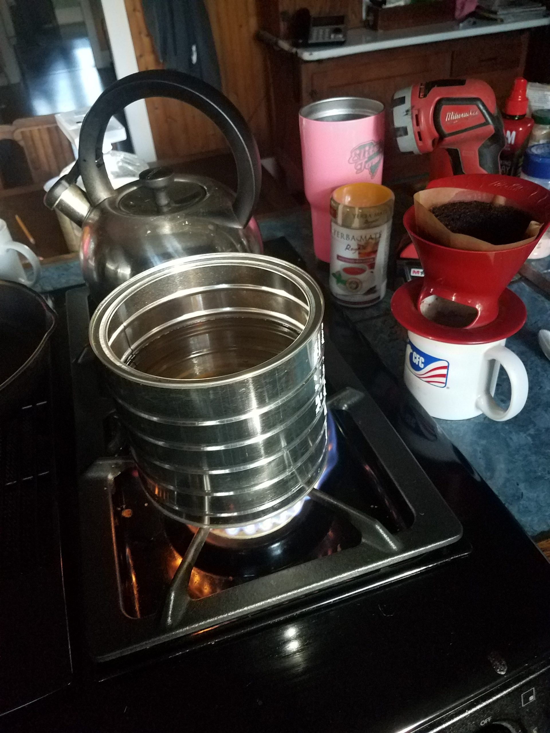 Waiting for water to boil for coffee