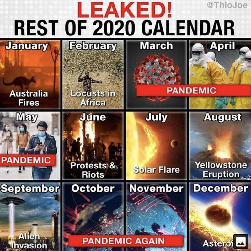 2020 Calendar Coming Events